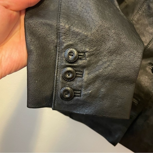 East 5th Genuine Leather Button Front Moto Jacket - Picture 7 of 7
